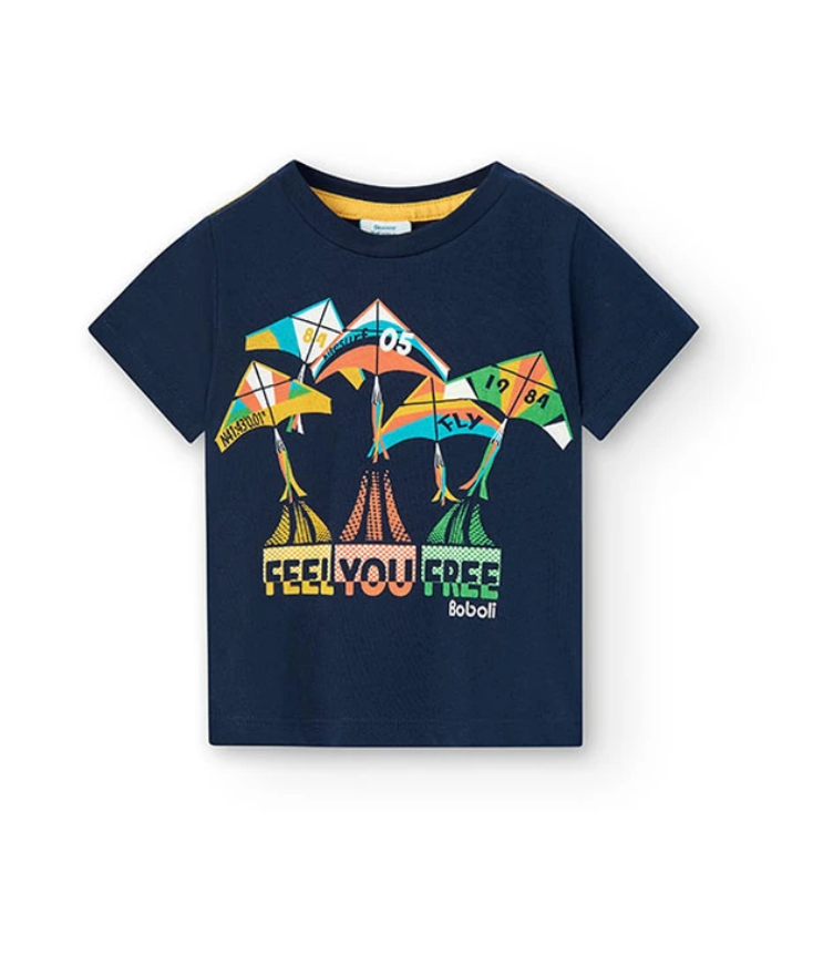 BOBOLI-Maglietta in jersey da neonato blu marino