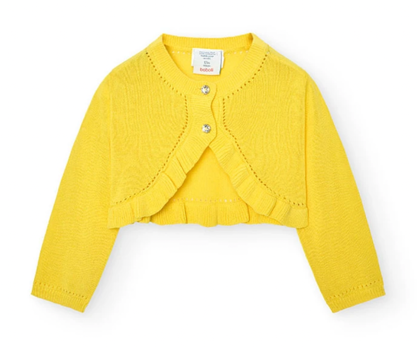 BOBOLI-Giacca in tricot gialla-LAMPONE-girl