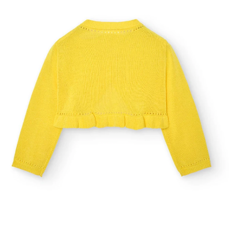 BOBOLI-Giacca in tricot gialla-LAMPONE-girl