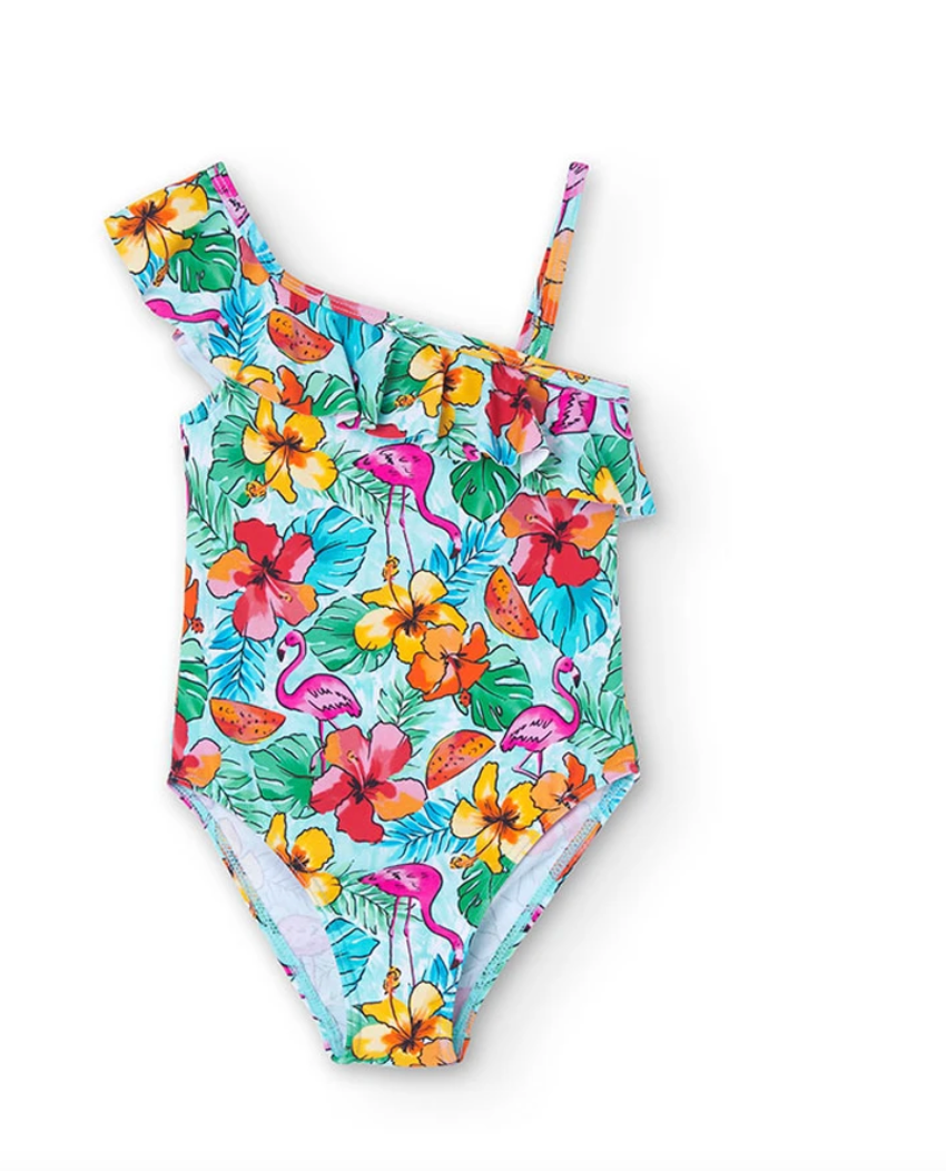 BOBOLI - Costume da bagno con volant con stampa a fiori summer - GIRL