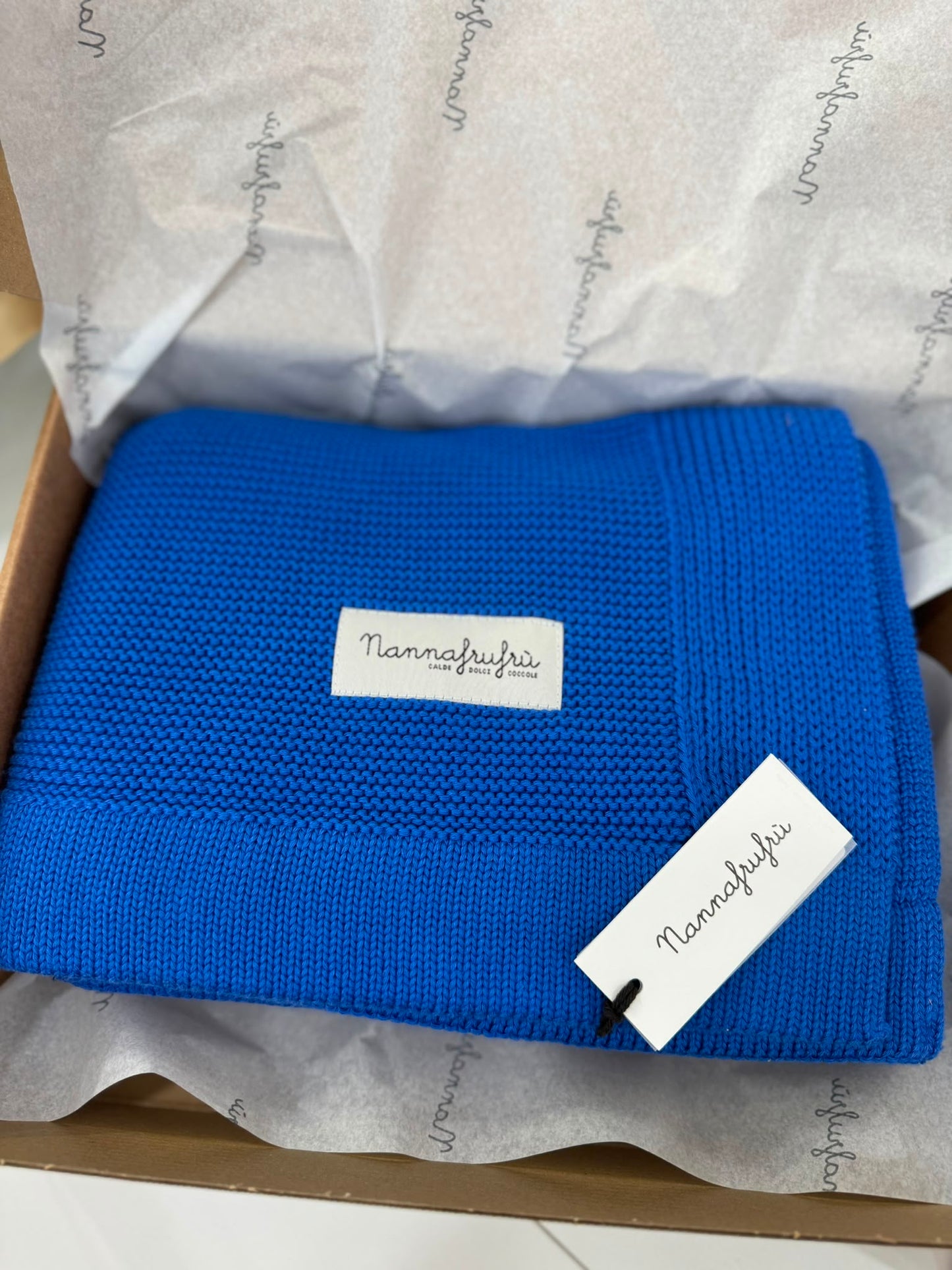 NANNAFRUFRU' - coperta 50%cotone 50% bamboo royal blue
