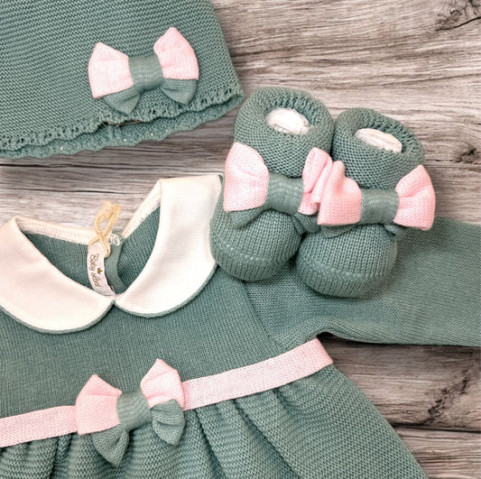 BABY LORD - completo 2pz + cuffietta + scarpine corredino est 25 - GIRL
