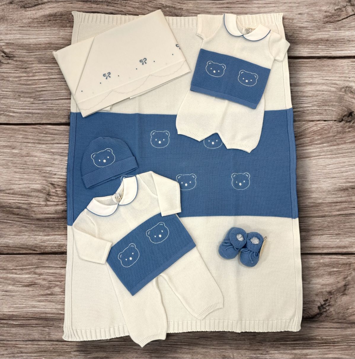 BABY LORD - coperta in filo di cotone orsetti corredino est 25 - BOY