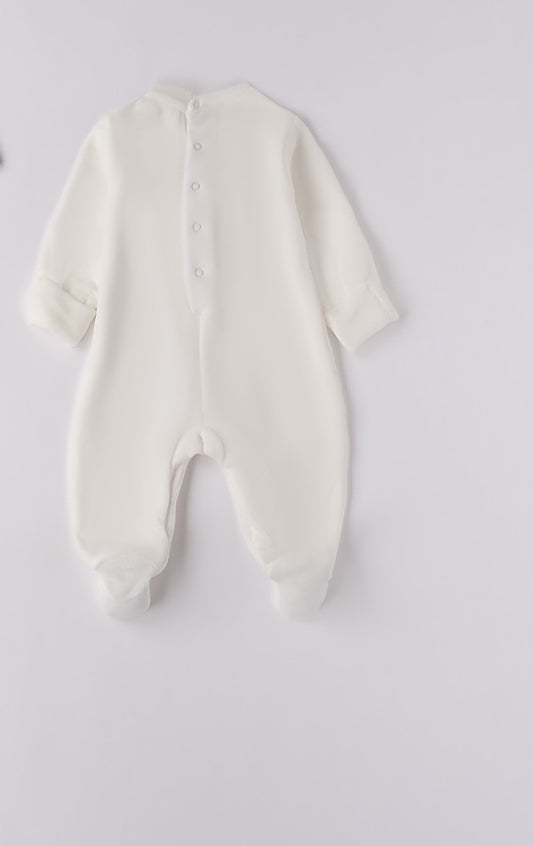 MINIBANDA - tutina ciniglia bianco/beige corredino invernale 25/26 - UNISEX