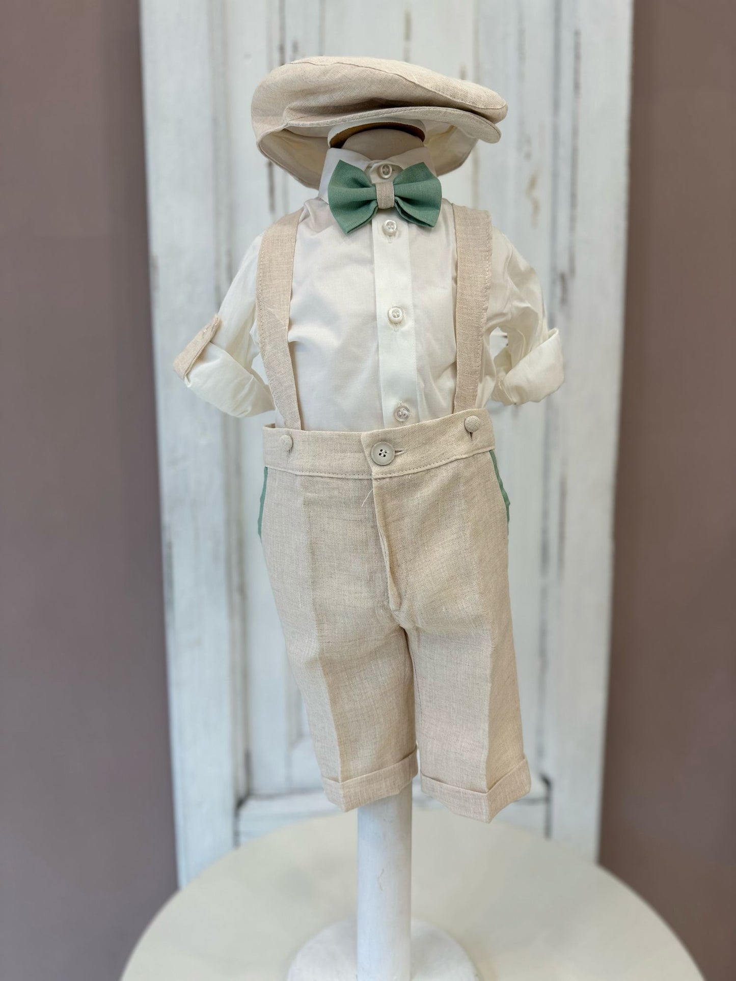 LES PETITES ENFANTES - completo gilet con coppola verde cerimonia est 25 b - BOY