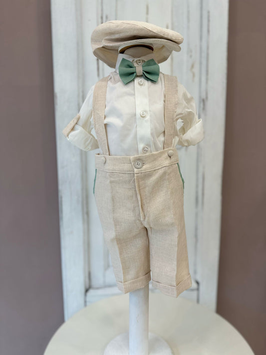 LES PETITES ENFANTES - completo gilet con coppola verde cerimonia est 25 b - BOY