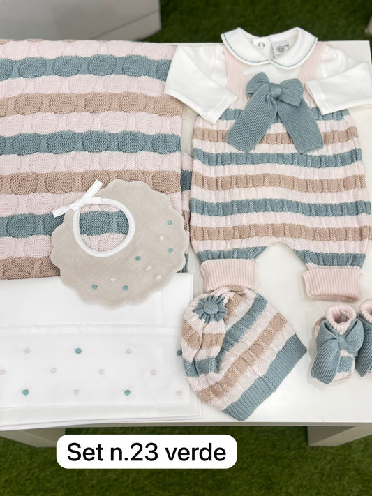 MARLU' - coperta lana 100% (set n. 23 verde salvia) corredino invernale 25/26 - UNISEX