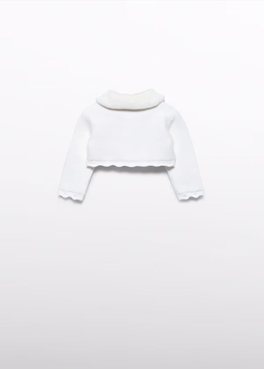 ABEL & LULA - cardigan con colletto di pelliccia crudo abbigliamento invernale 25/26 b - GIRL