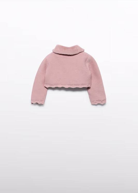 ABEL & LULA - cardigan con colletto di pelliccia rosa antico abbigliamento invernale 25/26 b - GIRL