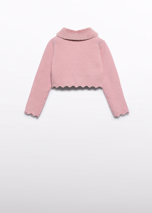 ABEL & LULA - cardigan tricot colletto pelliccia abbigliamento invernale 25/26 j - GIRL