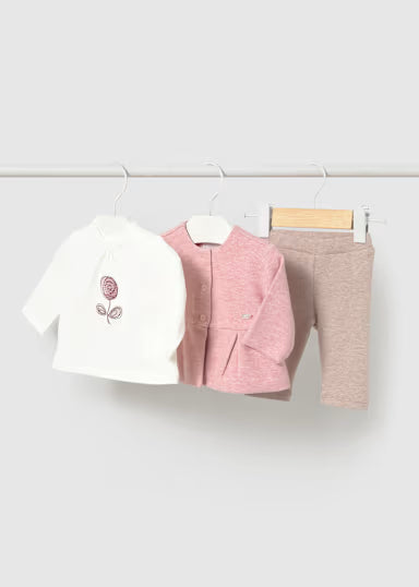 MAYORAL - completo leggins 3 pz rosa/beige - invernale