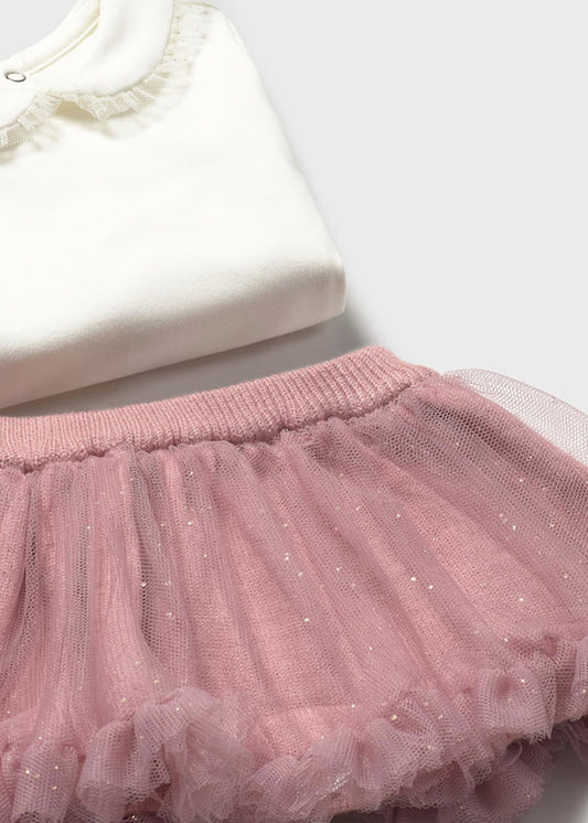 MAYORAL - completo 3 pz gonna rosa antico abbigliamento invernale 25/26 b - GIRL