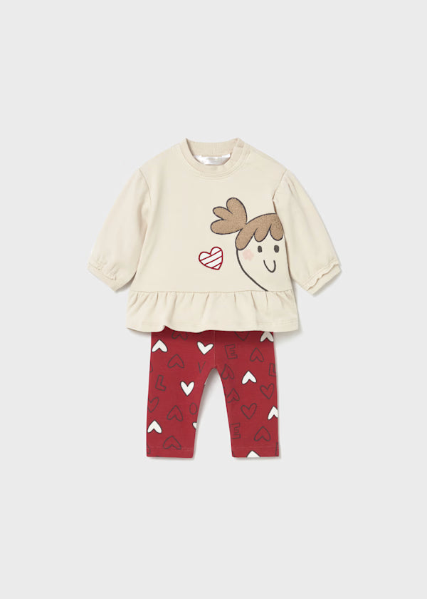MAYORAL - completo 2 pz beige/rosso abbigliamento invernale 25/26 b - GIRL