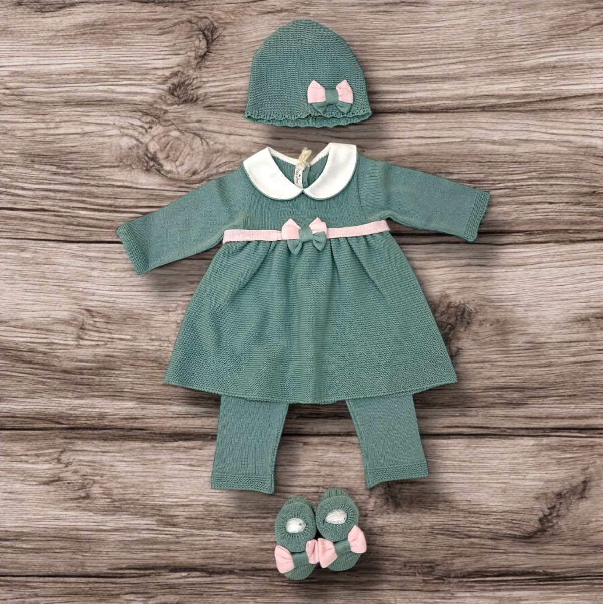 BABY LORD - completo 2pz + cuffietta + scarpine corredino est 25 - GIRL