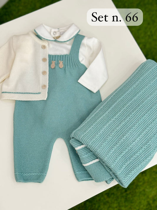 MARLU' - salopette 3 pz lana 100% (set n. 66) corredino invernale 25/26 - BOY