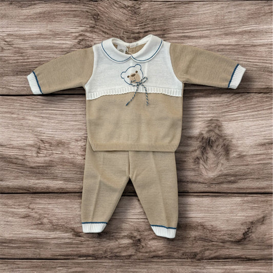 MARLU' - completino 2 pz in filo di cotone (set n.58) corredino est 25 - BOY