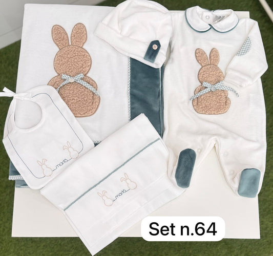 MARLU' - coperta coniglietto ciniglia (set n. 64) corredino invernale 25/26 - UNISEX