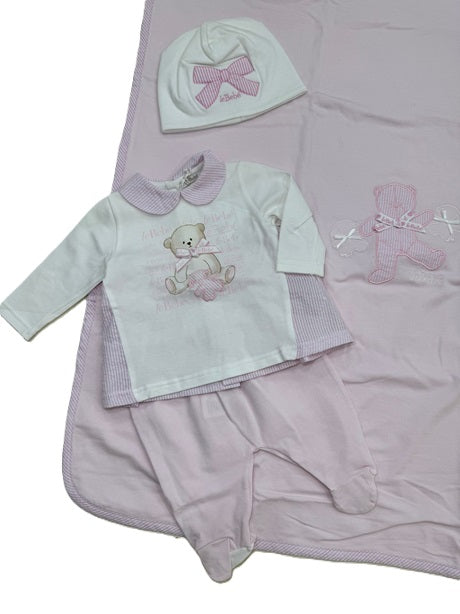 LE BEBE' - set coordinato 4 pezzi cotone corredino - GIRL