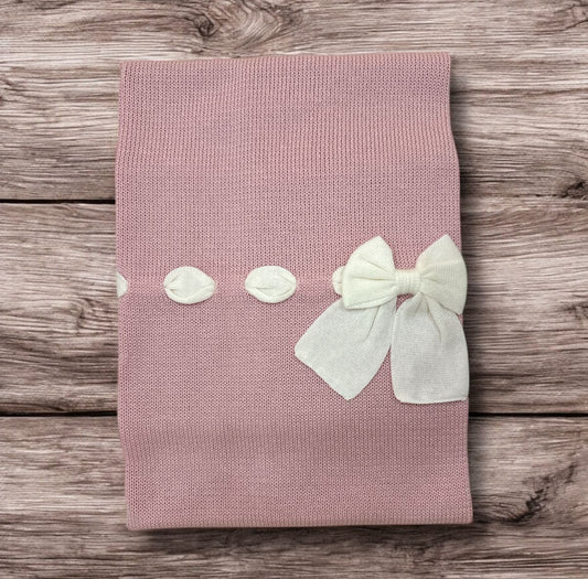 BABY LORD - coperta in filo di cotone fiocco rosa corredino est 25 - GIRL