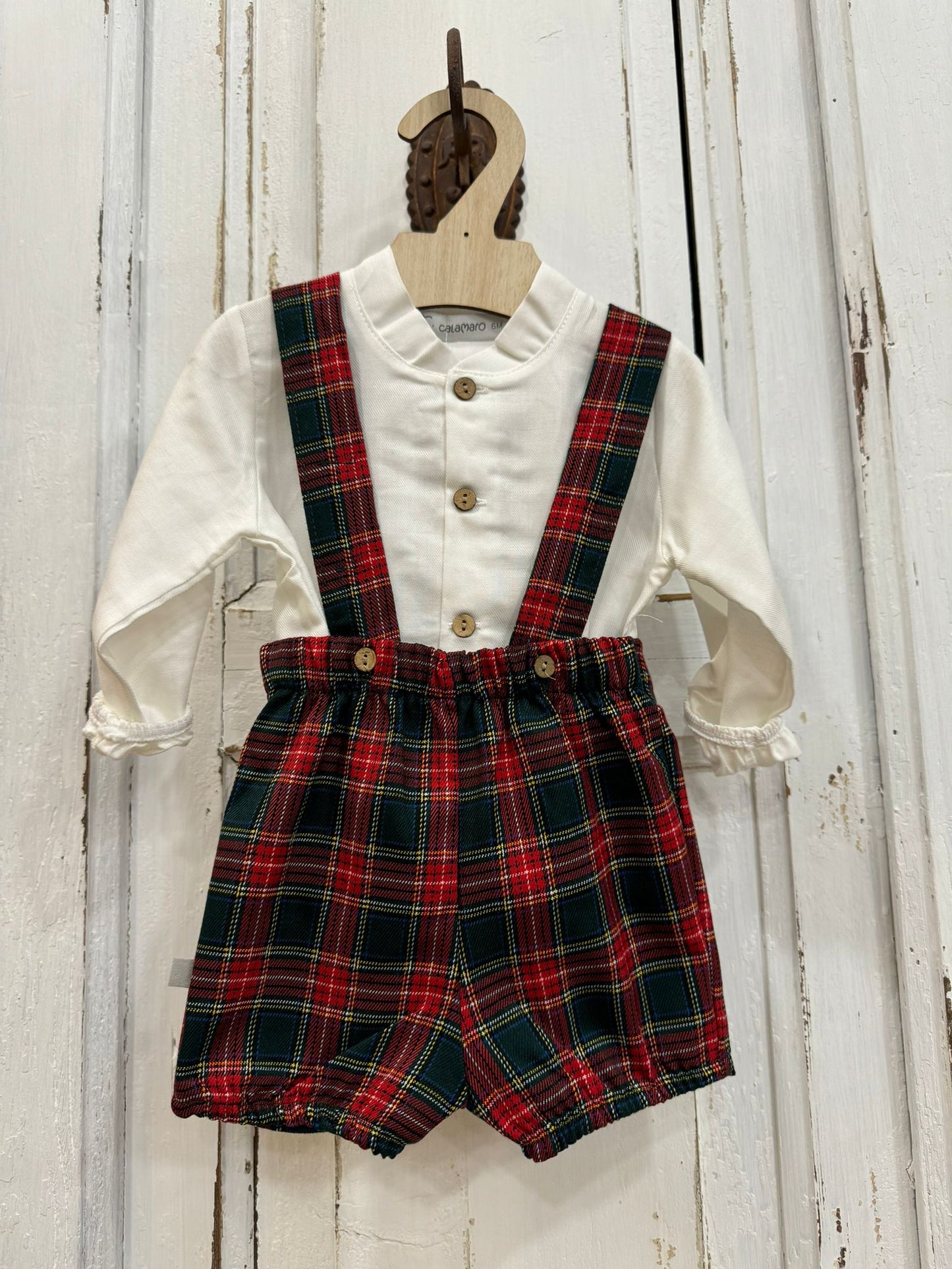 CALAMARO - completo con bretelle tartan abbigliamento natale - BOY