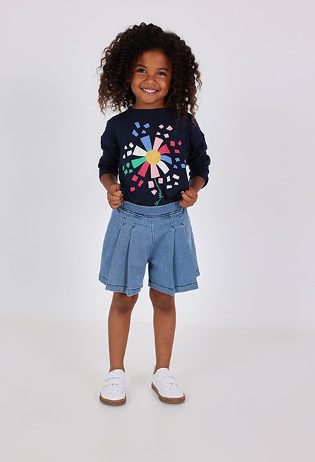 BOBOLI - pantaloncino pieghe denim abbigliamento invernale 25/26 bj - GIRL