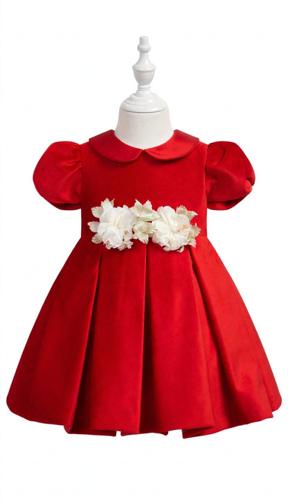 I&M - abito in velluto + fascia rosso - invernale