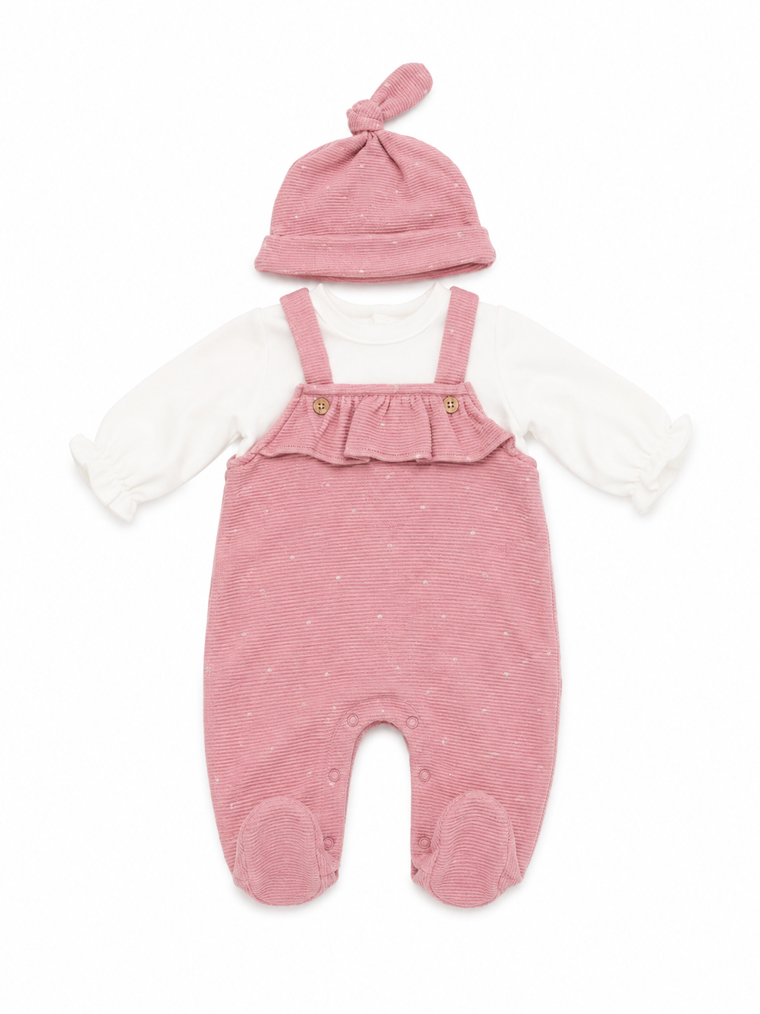 MAYORAL-tutina salopette+cappellino rosa baby-invernale