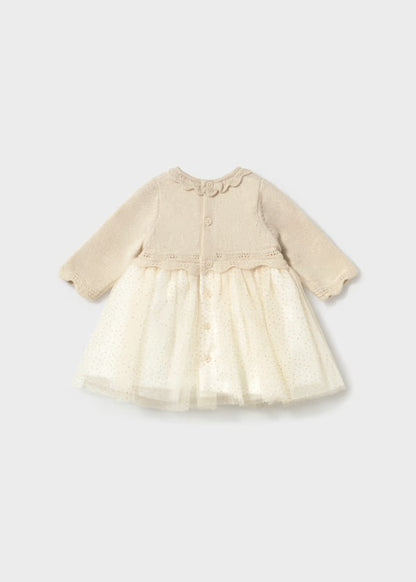 MAYORAL - vestito tricot tulle champagne- invernale