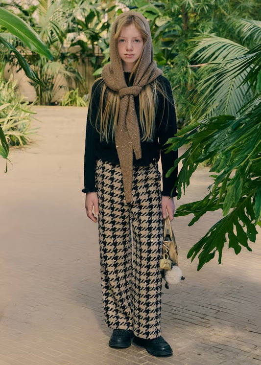 ABEL & LULA - pantalone pied de poule beige/nero - invernale