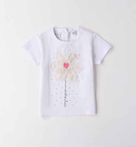 SARABANDA - t-shirt manica corta fiore e scritta abbigliamento est 25 j - GIRL