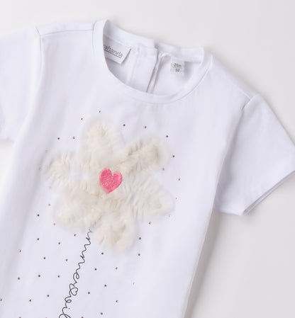 SARABANDA - t-shirt manica corta fiore e scritta abbigliamento est 25 j - GIRL