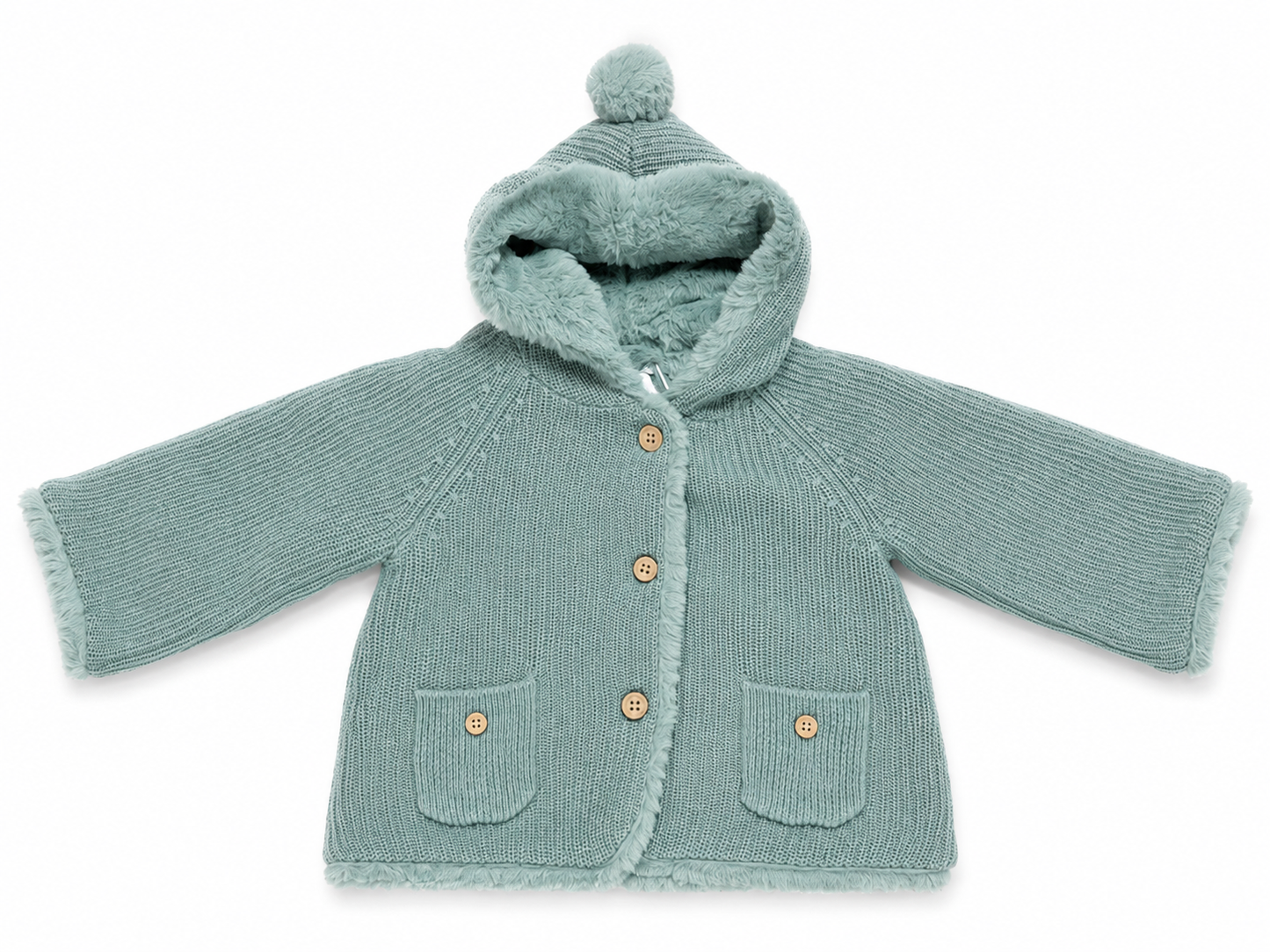 MAYORAL-giaccone imbottito con pon pon-verde menta