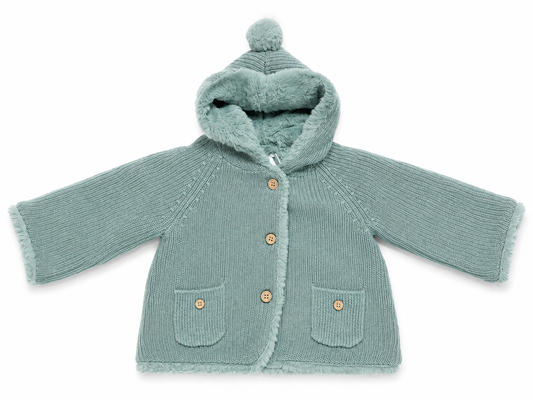 MAYORAL-giaccone imbottito con pon pon-verde menta