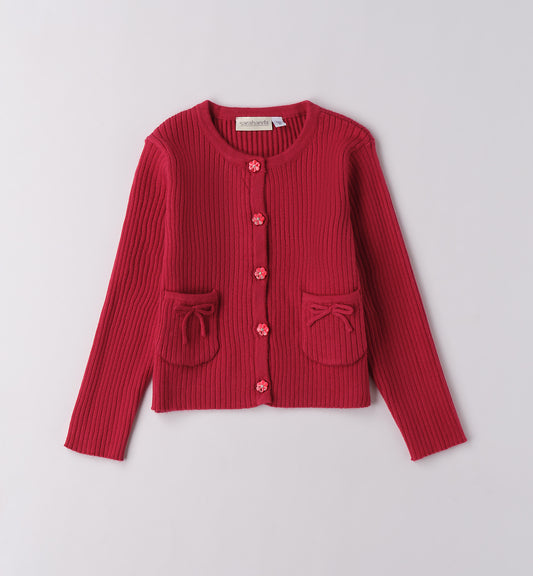 SARABANDA - cardigan costine con fiocchetti abbigliamento invernale 25/26 j - GIRL