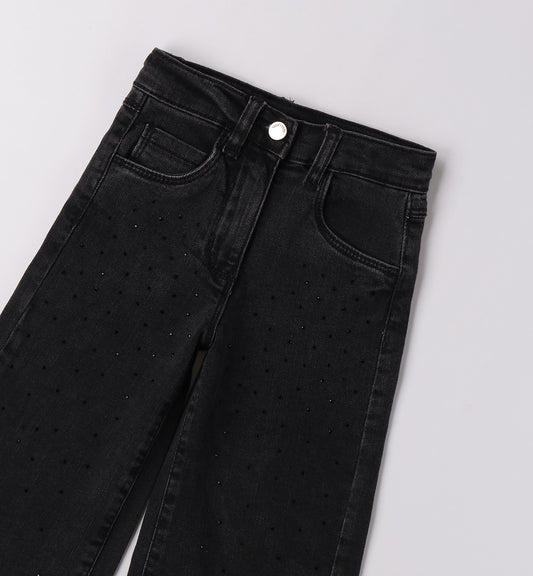 SARABANDA - jeans palazzo nero con pietre abbigliamento invernale 25/26 bj - GIRL
