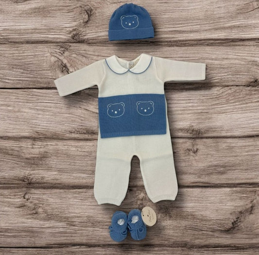 BABY LORD - completo 2pz + cuffietta + scarpine corredino est 25 - BOY