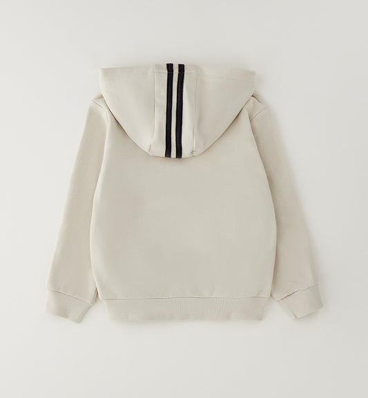 SARABANDA - felpa zip con cappuccio crema - invernale