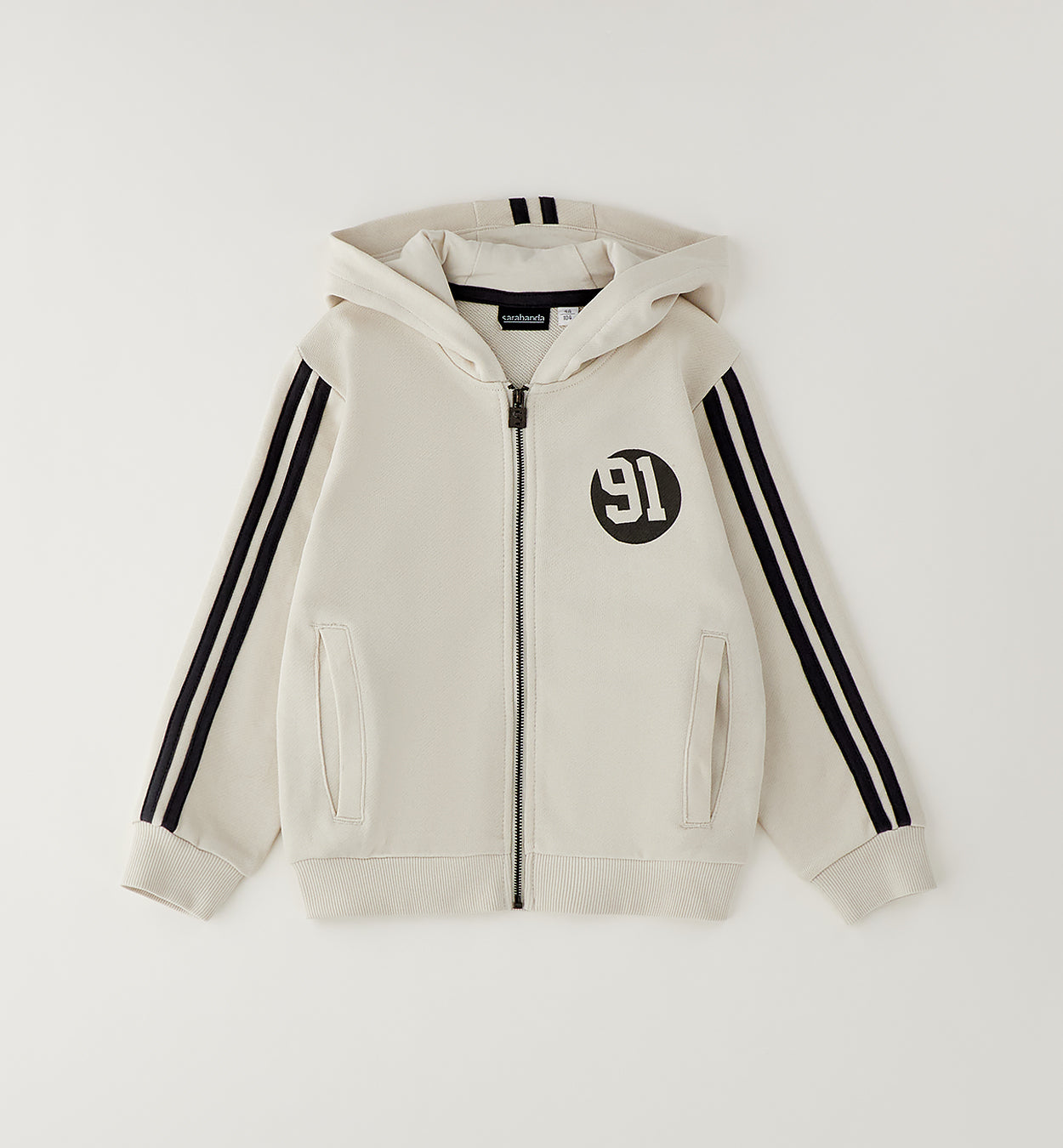 SARABANDA - felpa zip con cappuccio crema - invernale