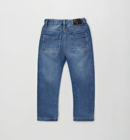 SARABANDA - pantalaccio jeans morbido con elastico - invernale