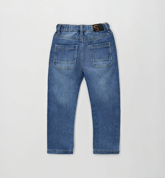 SARABANDA - pantalaccio jeans morbido con elastico - invernale