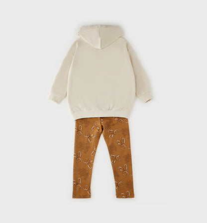 SARABANDA - completo leggins orsetto crema - invernale