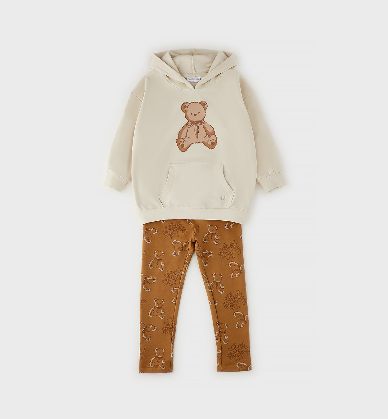 SARABANDA - completo leggins orsetto crema - invernale