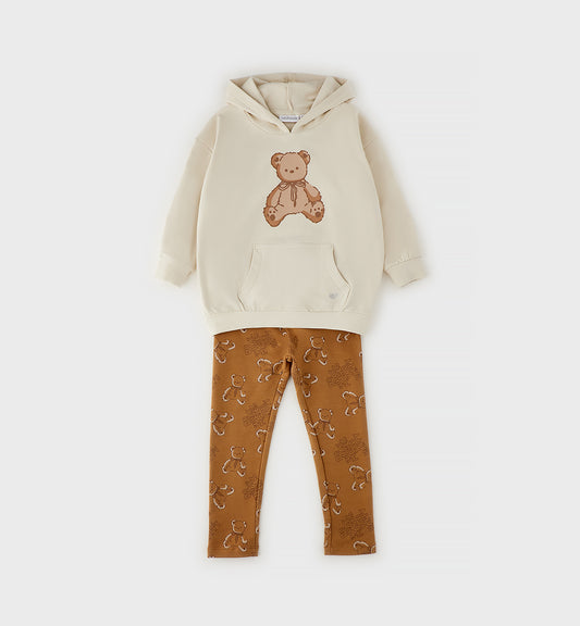 SARABANDA - completo leggins orsetto crema - invernale