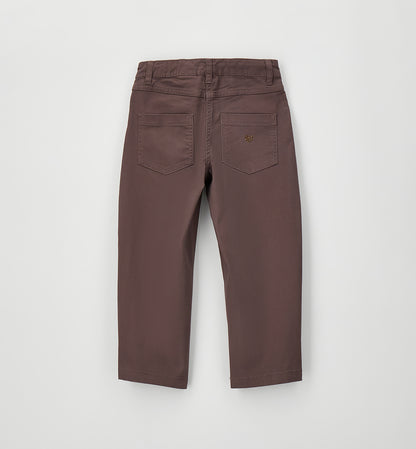 SARABANDA - pantalone con bottoncino cioccolato- invernale