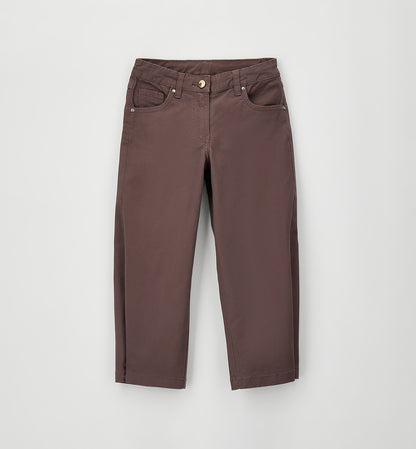 SARABANDA - pantalone con bottoncino cioccolato- invernale