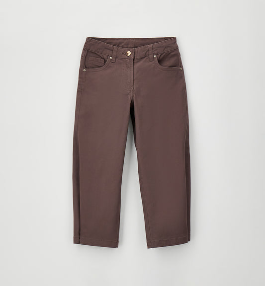 SARABANDA - pantalone con bottoncino cioccolato- invernale