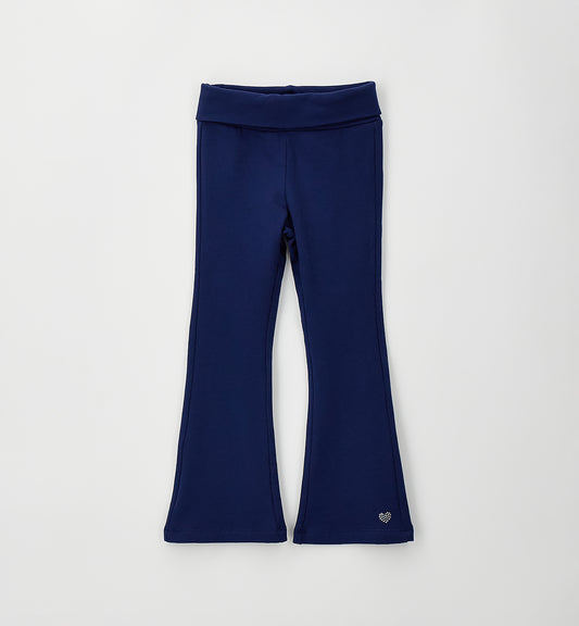 SARABANDA - pantalone zampa felpa blu - invernale