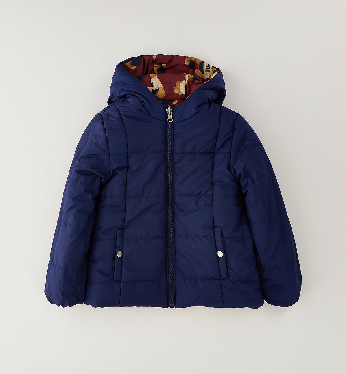 SARABANDA - giubbotto reversibile orsetti bordeaux/blu - invernale