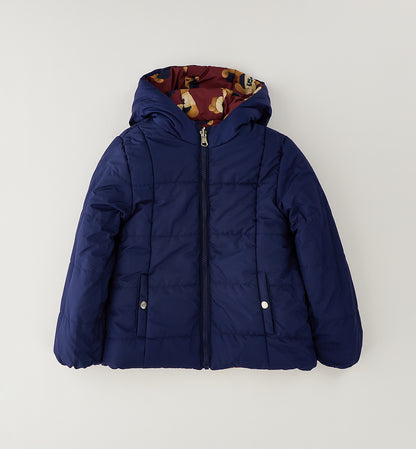 SARABANDA - giubbotto reversibile orsetti bordeaux/blu - invernale