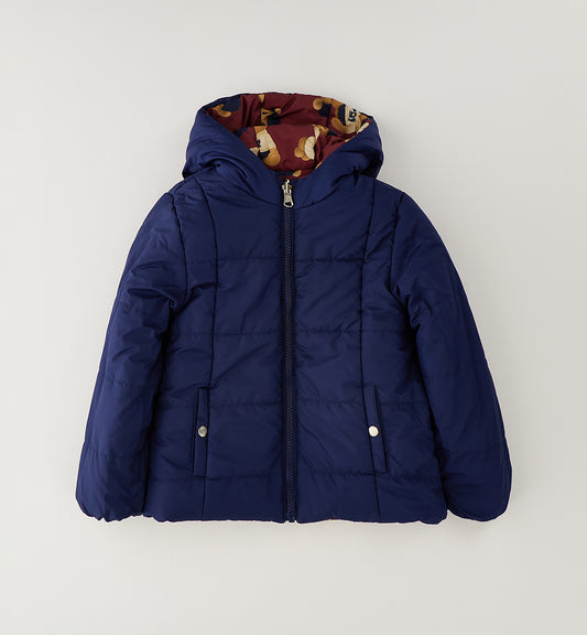 SARABANDA - giubbotto reversibile orsetti bordeaux/blu - invernale